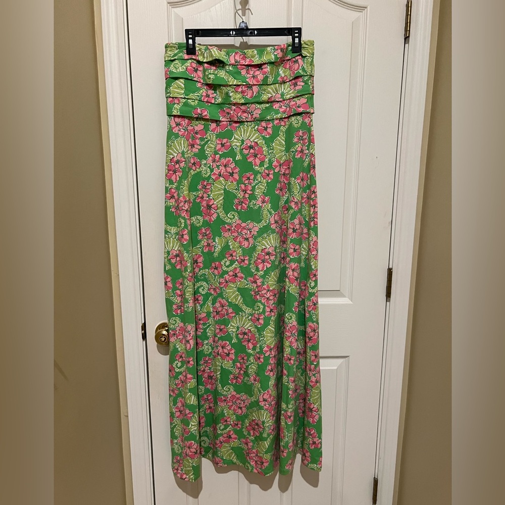 🌺🌺Lilly Pulitzer Green and Pink Strapless Dress - Picture 4 of 8